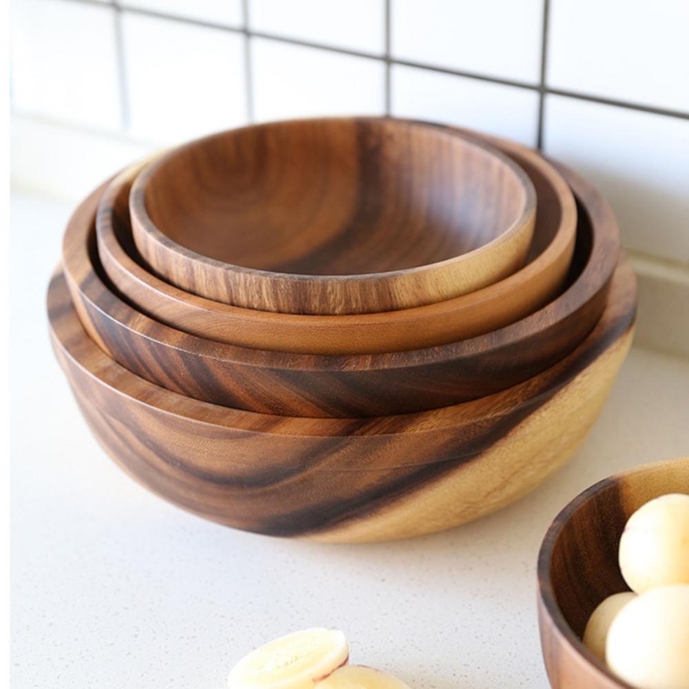 Kitchen Natural Wooden Bowl Household Fruit Bowl