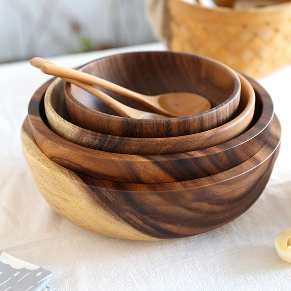 Kitchen Natural Wooden Bowl Household Fruit Bowl