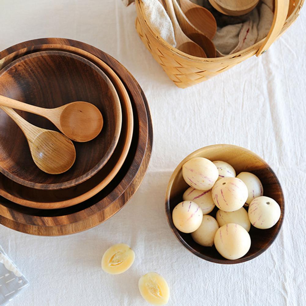 Kitchen Natural Wooden Bowl Household Fruit Bowl
